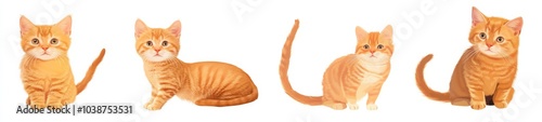 Playful orange cat PNG cut-out design assortment.