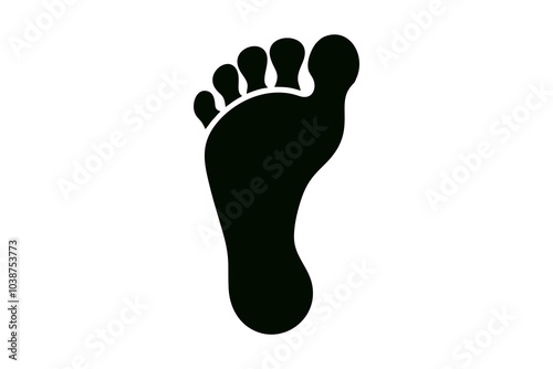 Footprint, silhouette, foot, toes, sole, barefoot, podiatry, orthopedics, stride, gait, walking, stepping, imprint, track, trace, mark, impression, shape, outline, human, anatomy, body part, black, wh