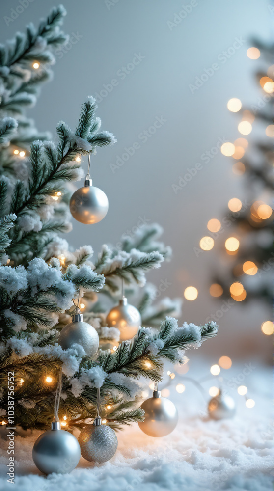 fir branches white christmas decor add festive touch scene sparkling lights ornaments winter wonderland backdrop