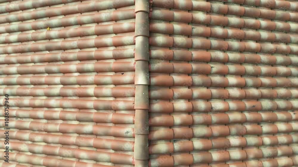 TOITURE FRANÇAISE DOUBLE PANS TUILES ROMANES LIGNE FAÎTIÈRE ET JARDIN VERDOYANT