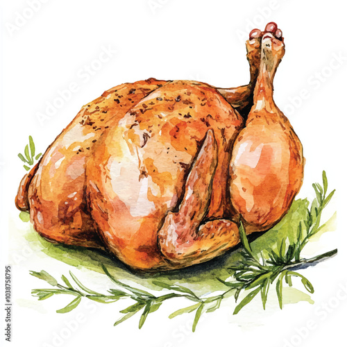 Chicken meat watercolor clipart illustration 