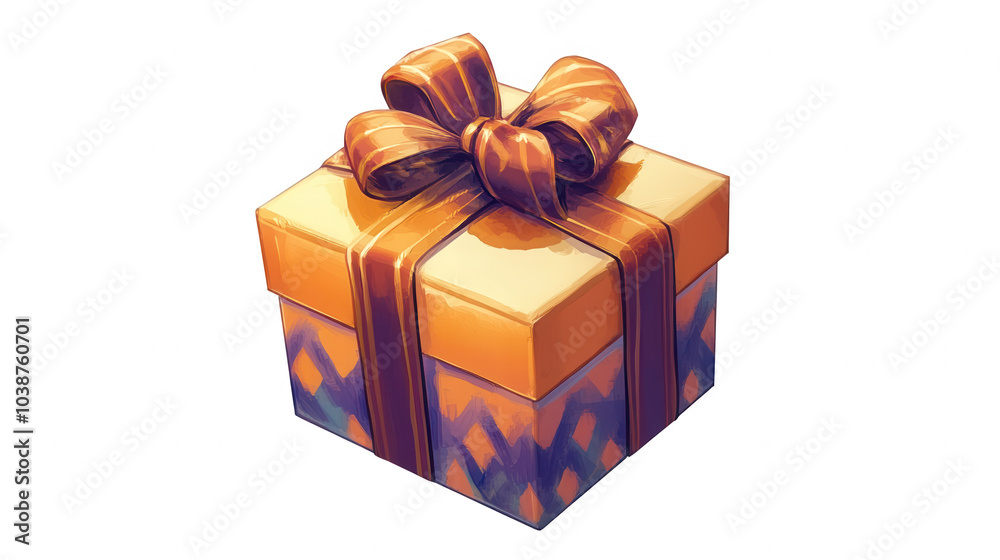 Obraz premium Hanukkah Wrapped Present Design for Festive Gift-Giving, PNG File, Transparent Background