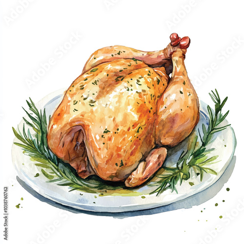 Chicken meat watercolor clipart illustration 