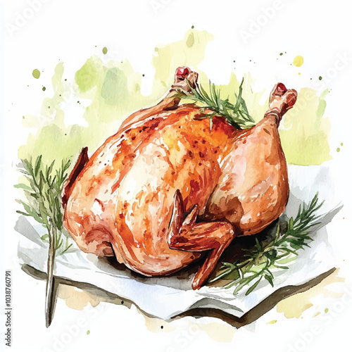 Chicken meat watercolor clipart illustration 