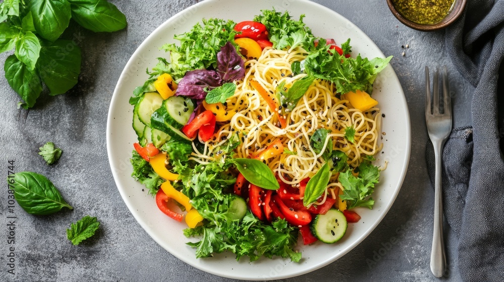Fresh Vegetable Salad with Pasta and Herbs Fresh Vegetable Salad with Pasta and Herbs