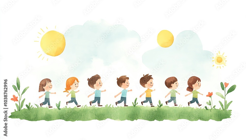 Business team building activity, outdoor challenge, teamwork and fun, Watercolor style Business team building activity, outdoor challenge, teamwork and fun, Watercolor style