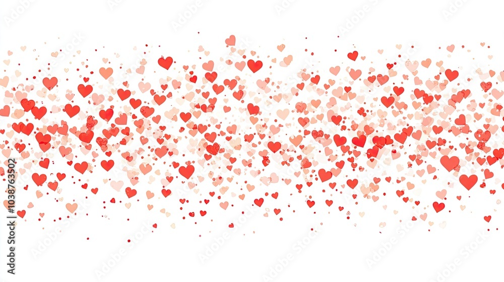 Red Valentine Hearts Confetti Scattered on a White Background Generative AI Red Valentine Hearts Confetti Scattered on a White Background Generative AI