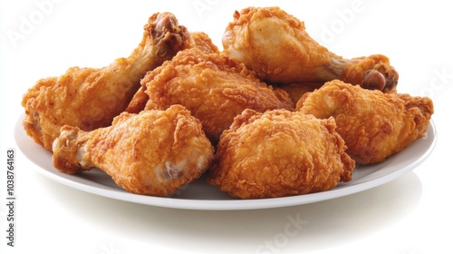 Crispy Fried Chicken Drumsticks on White Plate