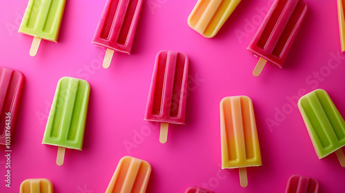 Assortment of fruit popsicles top view