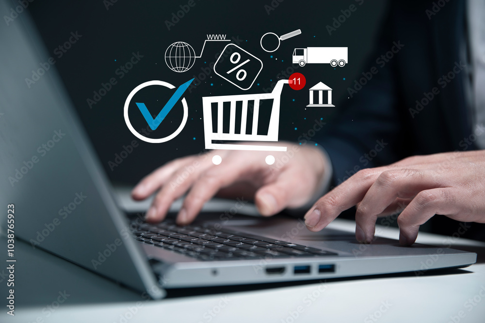 Online shopping concept. Customer is visiting online Online shopping concept. Customer is visiting online