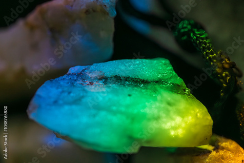 white quartz close up in prism light