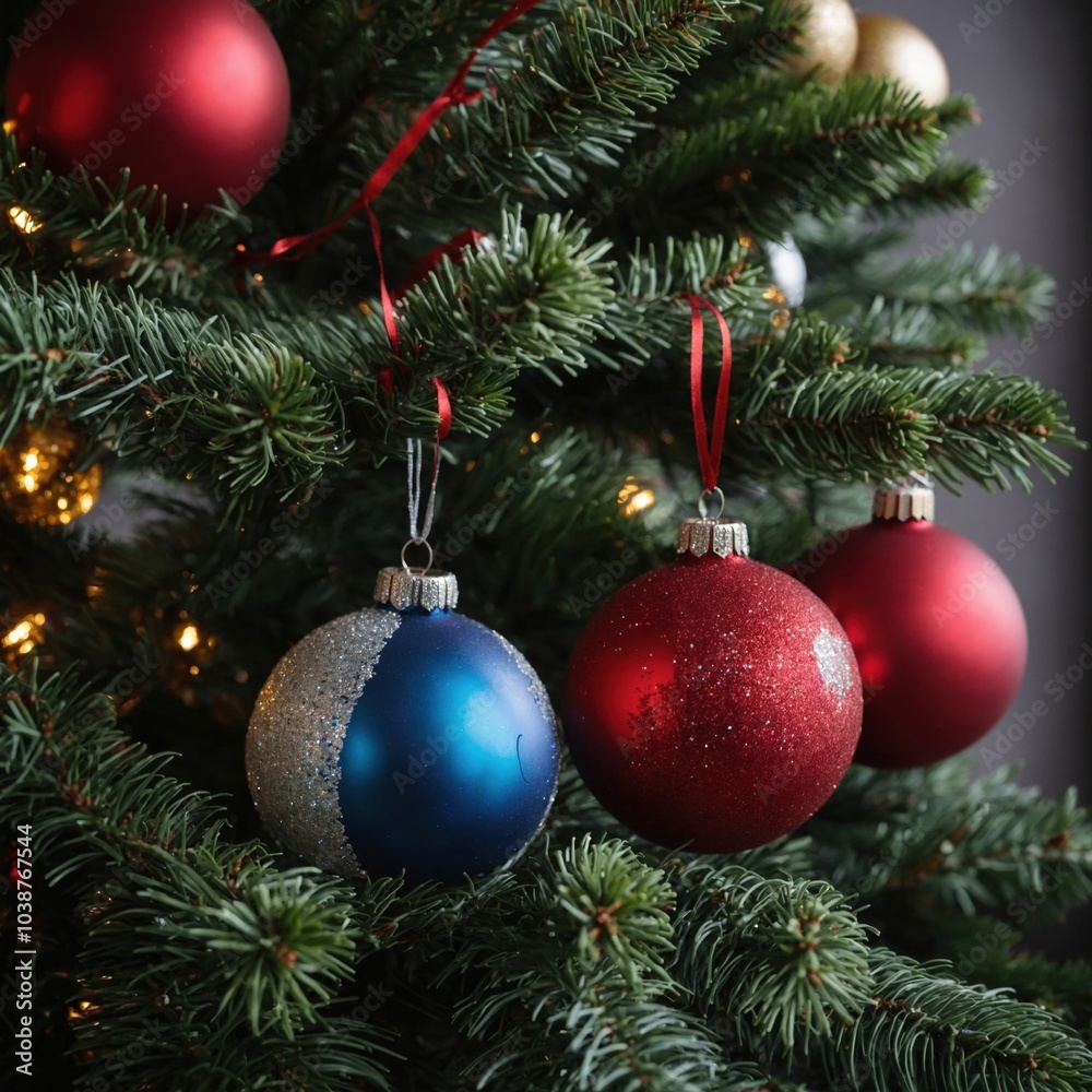 Beautiful toys enhance the beauty of the holiday tree Beautiful toys enhance the beauty of the holiday tree