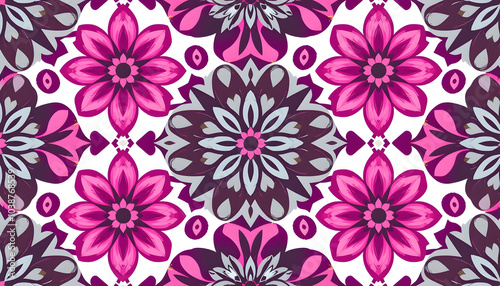 Modern floral ornament pattern isolated with white highlights, png