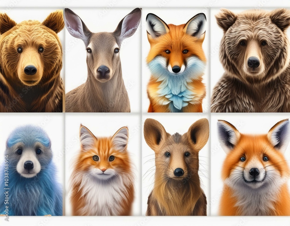 Set of animals isolated on a white background - illustration Set of animals isolated on a white background - illustration