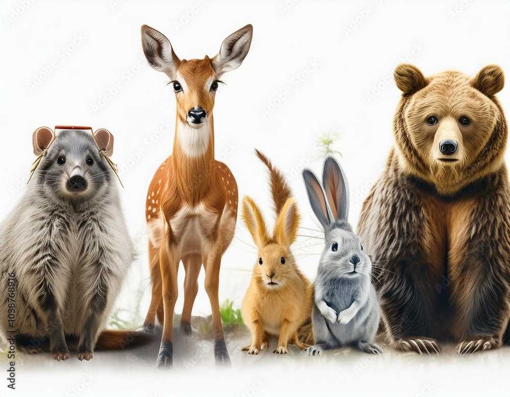 Set of animals isolated on a white background - illustration Set of animals isolated on a white background - illustration