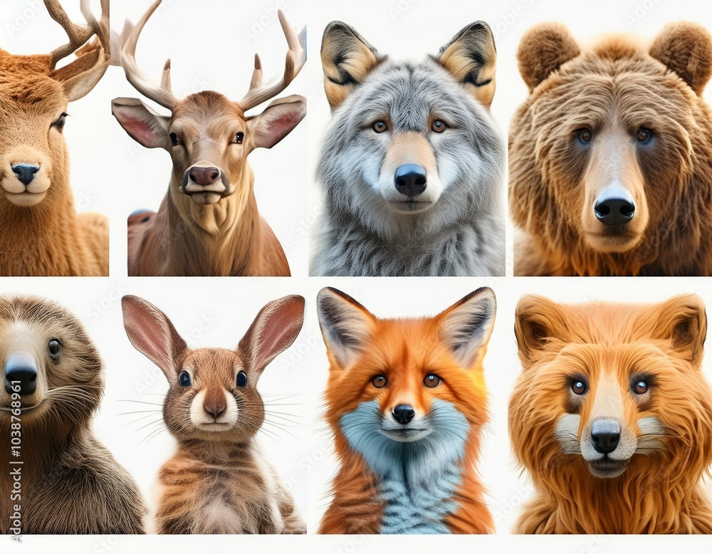 Set of animals isolated on a white background - illustration Set of animals isolated on a white background - illustration