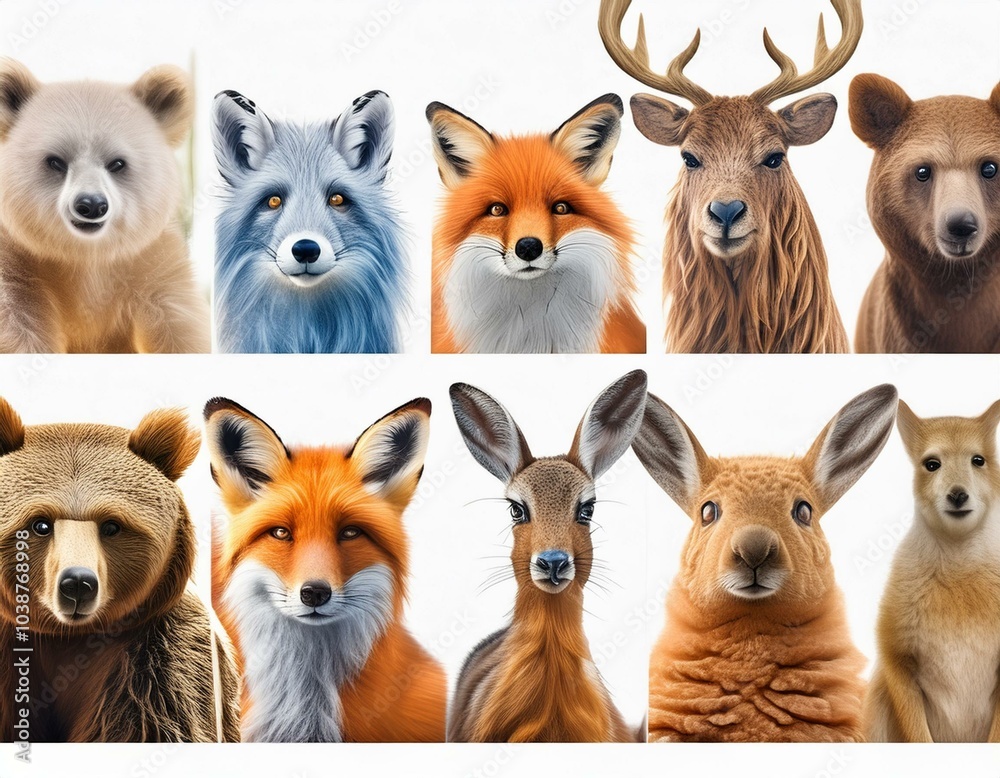 Set of animals isolated on a white background - illustration Set of animals isolated on a white background - illustration