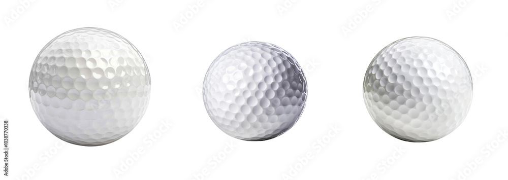 A set of three isolated golf balls on a transparent background, perfect for sports-themed designs or Father's Day promotions A set of three isolated golf balls on a transparent background, perfect for sports-themed designs or Father's Day promotions