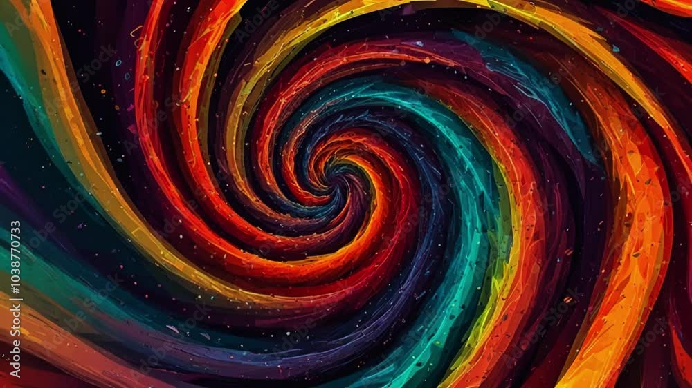 Dynamic spiral pattern with contrasting warm and cool colors. Can be ...