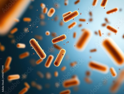 Magnified view of bifidobacteria thriving in a healthy gut, digestive health, probiotics photo