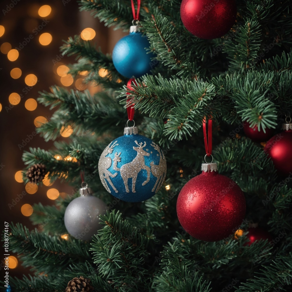 Bright decorations create a festive atmosphere on the tree Bright decorations create a festive atmosphere on the tree