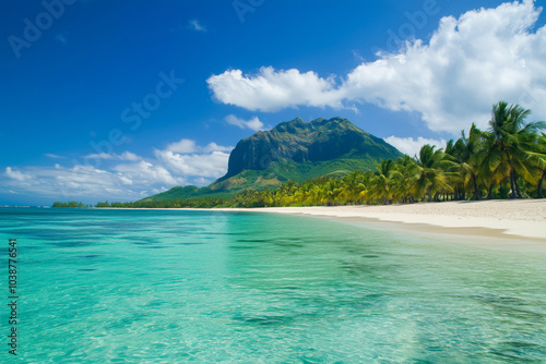 Wallpaper Mural Beautiful landscape of green tropical coastline and blue ocean Torontodigital.ca