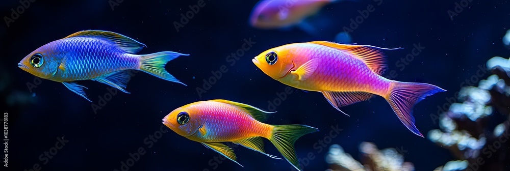Vibrant Tropical Fish Swimming in an Aquarium