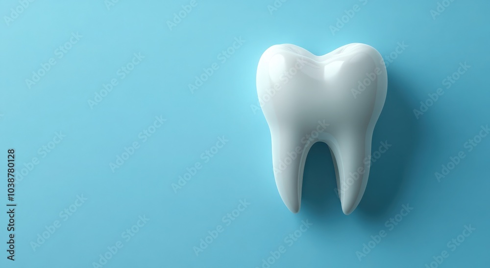 White tooth model on light blue for dental education and illustration White tooth model on light blue for dental education and illustration