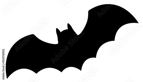 Bat silhouette design as Halloween illustration with transparent background, dark bat for Halloween photo