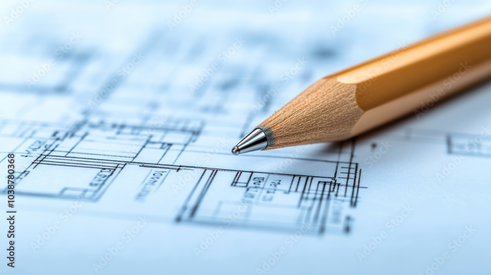 A close-up of a pencil resting on architectural blueprints, indicating design work. A close-up of a pencil resting on architectural blueprints, indicating design work.