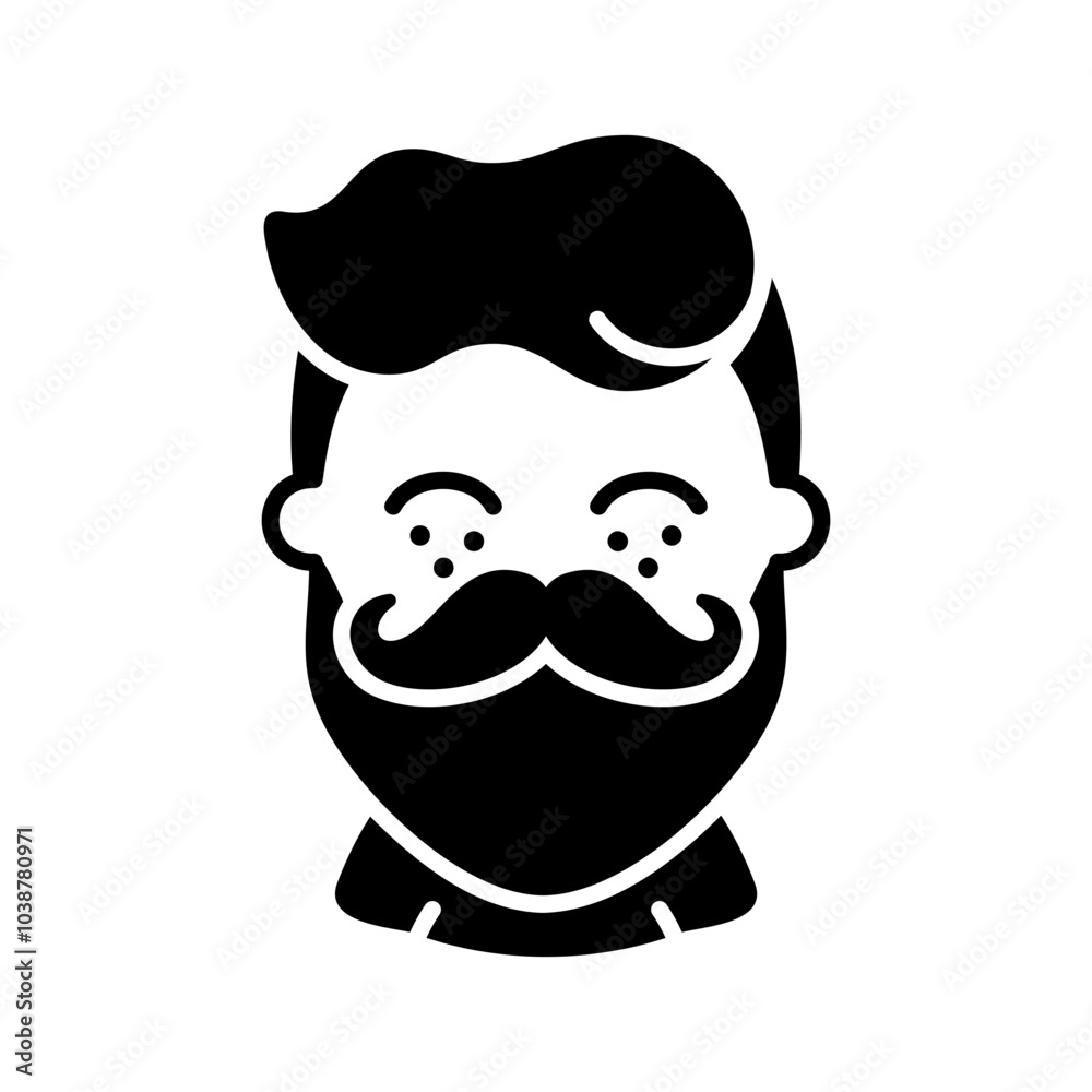 Bearded man's face vector icon. Hipster character Bearded man's face vector icon. Hipster character