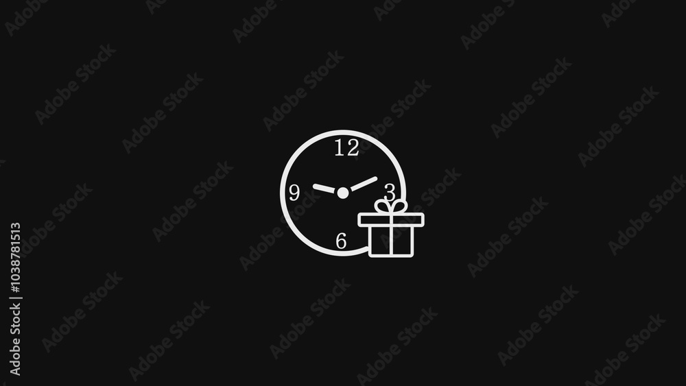 Obraz premium surprise box wiht clock icon, gift time, hour discount or incentive, present shopping