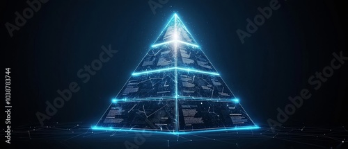 Captivating 3D Pyramid Infographic with Glowing Edges and Floating Sections for Dynamic Data Visuali photo