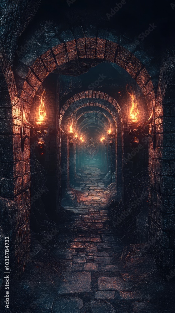 Mysterious Dark Fantasy Dungeon Corridor Mysterious Dark Fantasy Dungeon Corridor