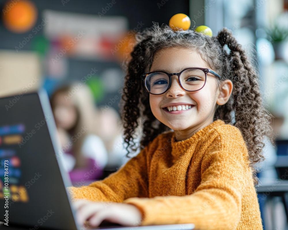 A young girl wearing glasses A young girl wearing glasses