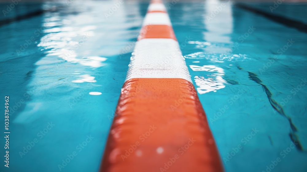 Obraz premium A swimming pool's lane marker, indoor setting with clear water, Abstract style