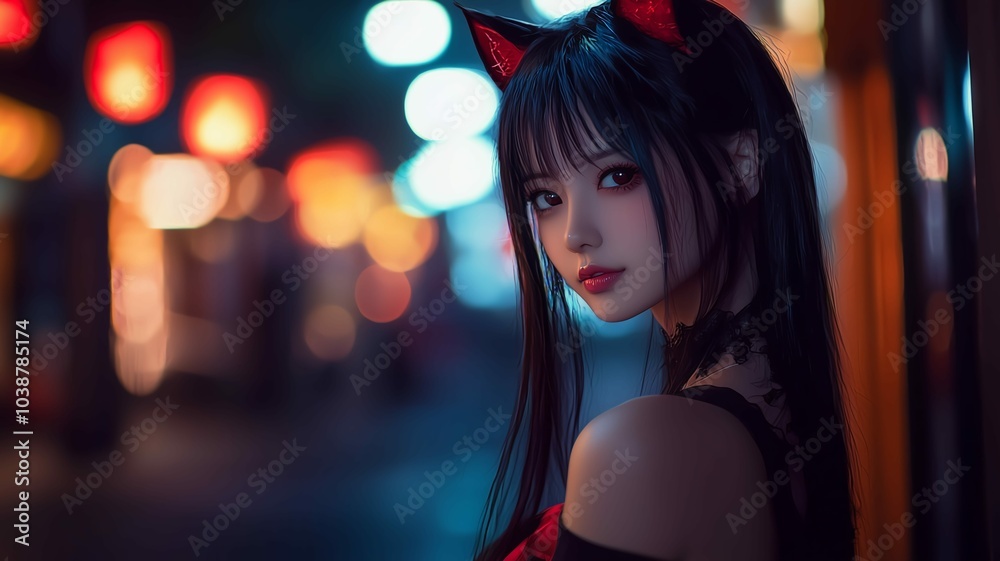 Fototapeta premium コスプレをしたリアルアニメ調の日本人美女