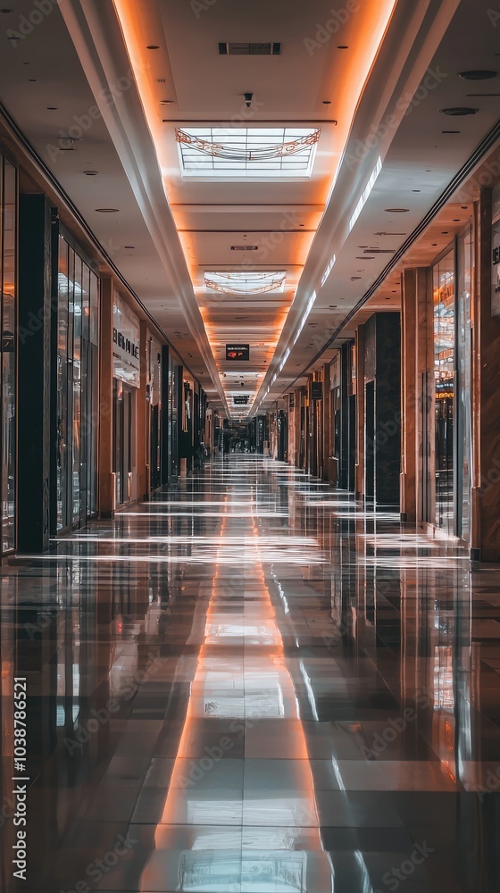 Deserted Mall Corridor with Closed Stores Deserted Mall Corridor with Closed Stores