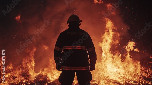 Firefighter Facing a Blaze