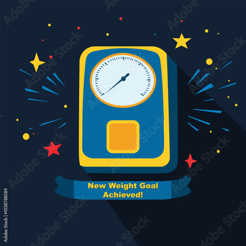 New Weight Goal Achieved Badge with Scale Icon
