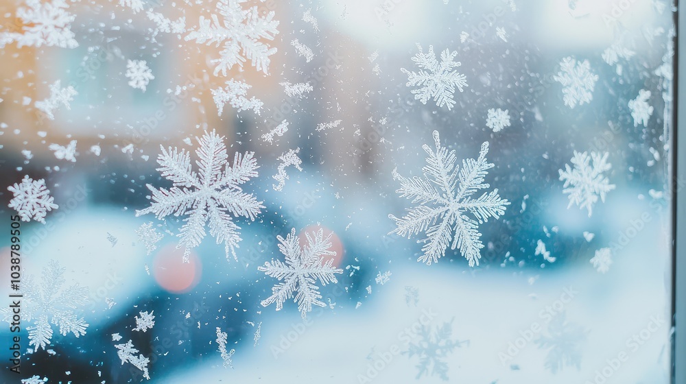 Frosty Winter Morning with Large Snowflakes Frosty Winter Morning with Large Snowflakes