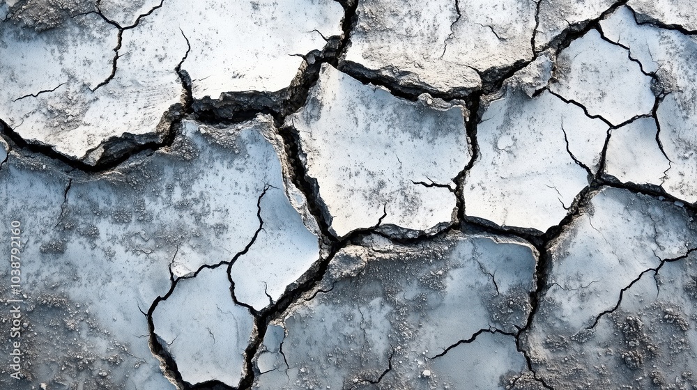Fototapeta premium Cracked earth texture revealing dry soil, showcasing drought and environmental changes.