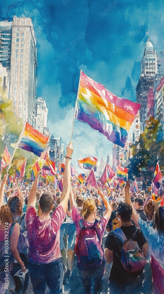 Fototapeta premium Colorful Pride Parade Celebrates Unity and Diversity
