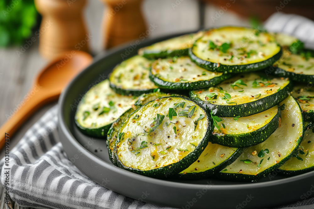 Crispy Air Fryer Zucchini Slices on a Plate Crispy Air Fryer Zucchini Slices on a Plate