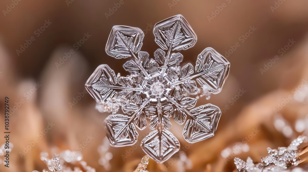 Fototapeta premium Detailed Macro Shot of a Stunning Snowflake