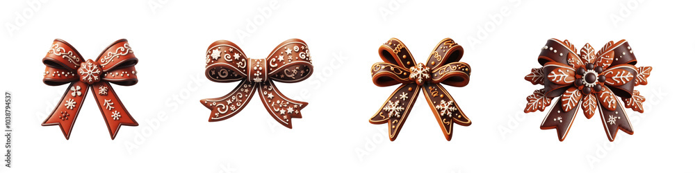 Set of Christmas Gingerbread ribbon, Happy Christmas Day special, isolated over on transparent white background Set of Christmas Gingerbread ribbon, Happy Christmas Day special, isolated over on transparent white background