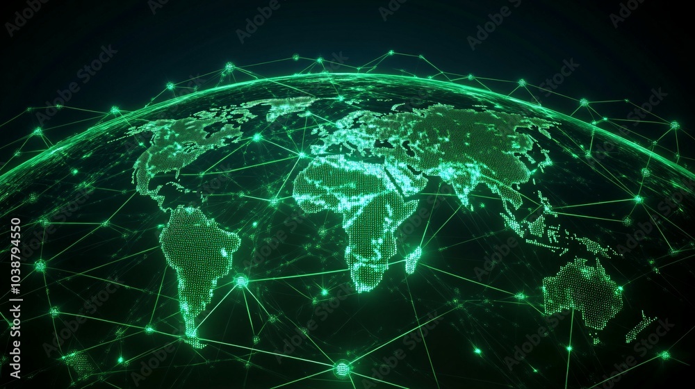 Green Digital World with Network Connections Green Digital World with Network Connections