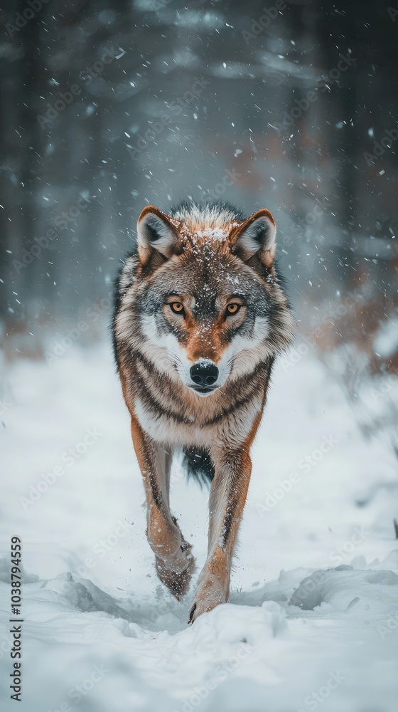 Fototapeta premium Lone Wolf in a Fierce Snowstorm