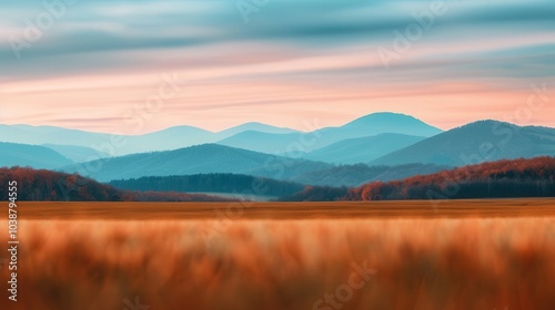 Serene Autumn Hills, a tranquil countryside scene with softly blurred distant hills, vibrant autumn colors blending seamlessly into a peaceful landscape, evoking calmness and reflection.