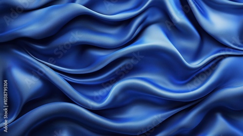 Elegant blue satin fabric with smooth, flowing texture ideal for background or design elements.